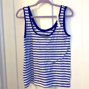 NWT Jcrew vintage cotton lightweight royal blue/white tank #AW122, medium!